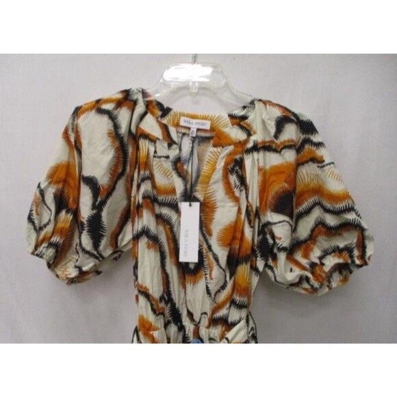 NWT Willa Story Orange Black Dress Sz XS Puff Sleeve Cotton Full Skirt Whimsical - Picture 6 of 9